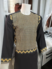 Afghan Traditional Kameese Shalwar with Machine Khamakdozi Embroidery – Small
