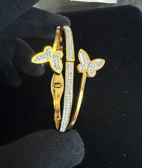 Gold-Tone Crystal Butterfly Stretch-Open Bangle Bracelet 8056