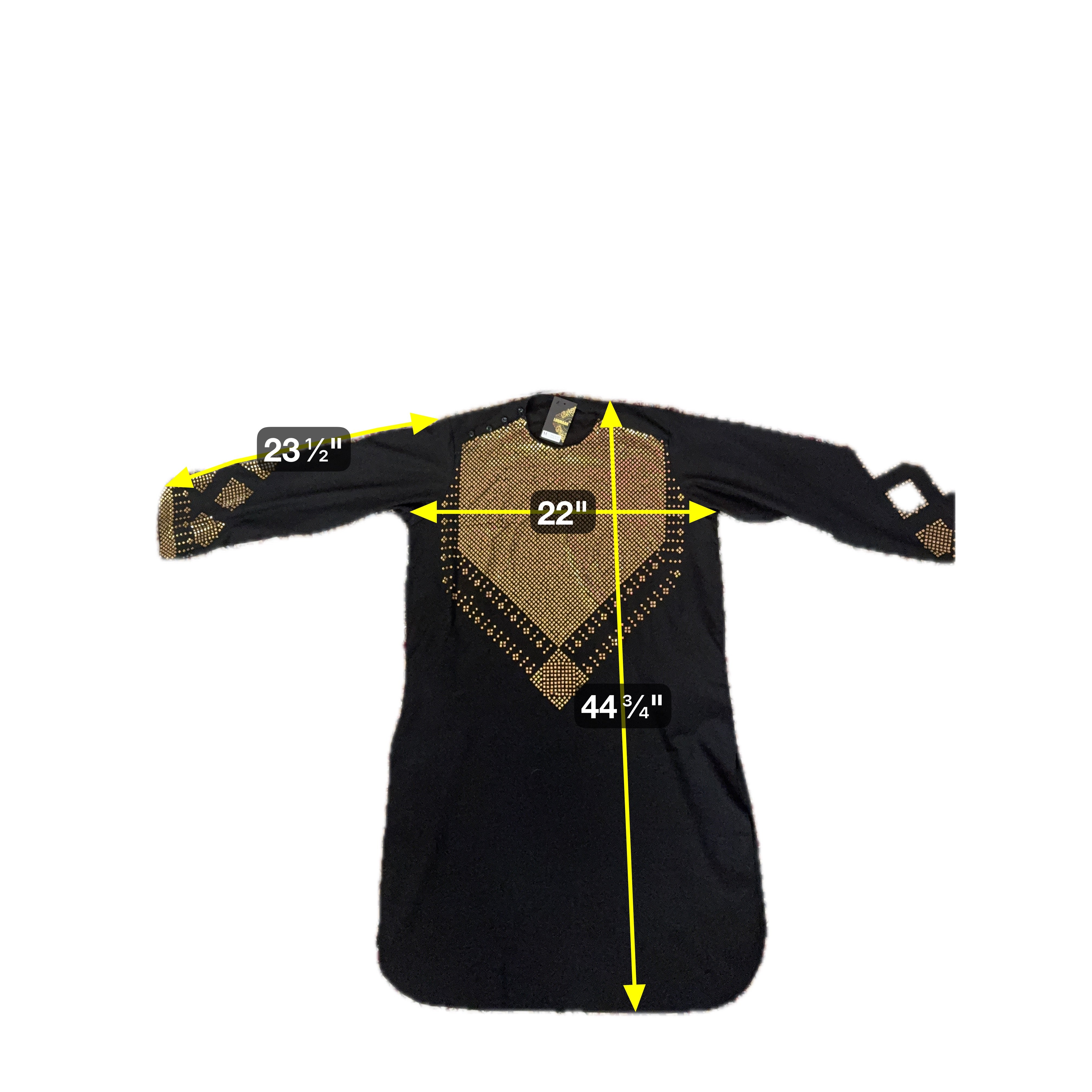 Men’s Black Shesha Mirror Work Parahan Tumban – Medium | Silver & Gold Afghan Traditional Outfit