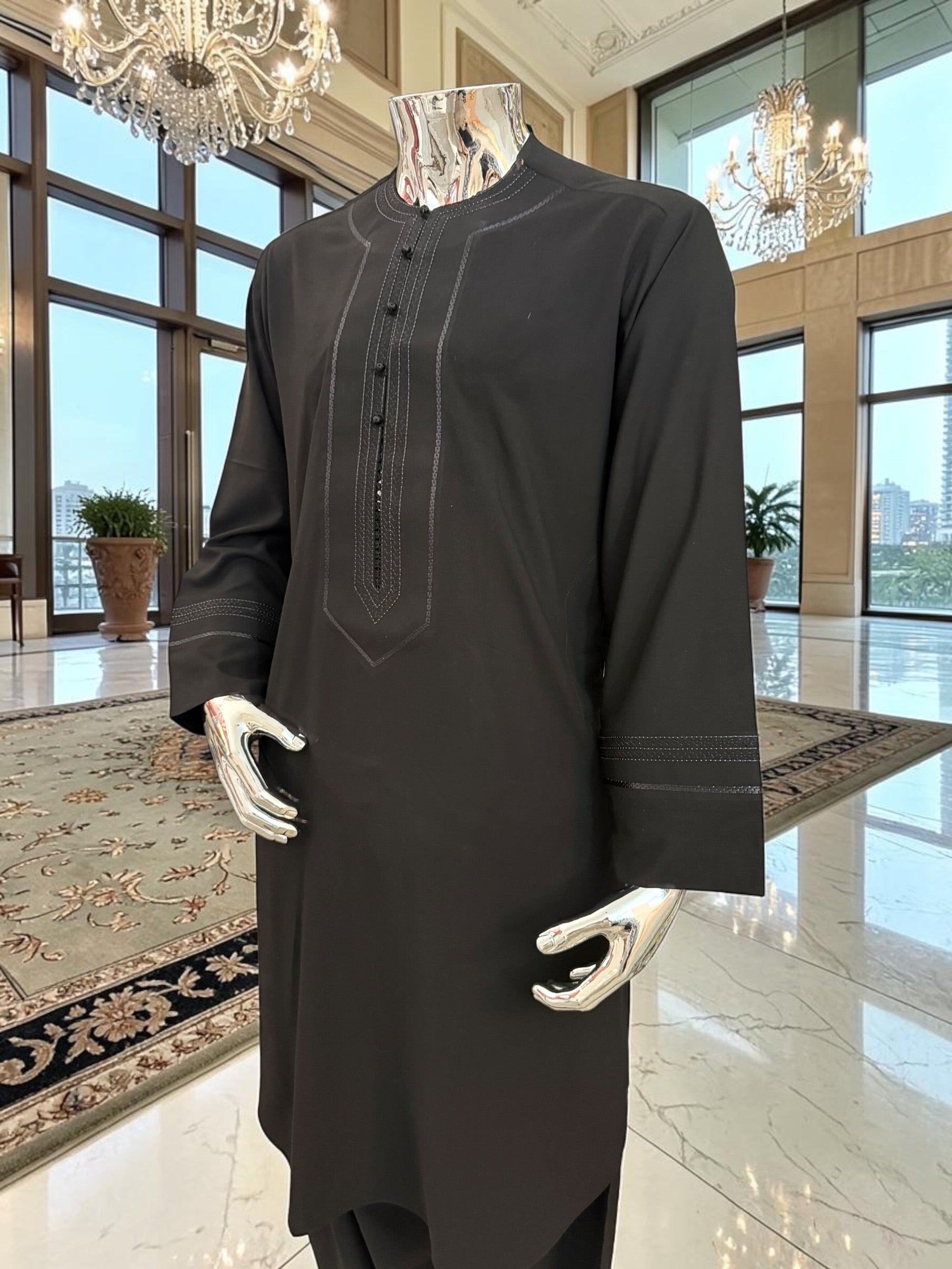 Large Black Embroidered Parahan Tunban for Men – Premium Afghan Traditional Kameese Shelwar Outfit