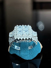 S925 Sterling Silver Princess Cut Halo Ring – Size 10 | Sparkling Statement Engagement Ring | Gift Box Included 043