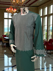 XL Emerald Green Afghan Parahan Tumban | Traditional Cotton-Blend Men’s Outfit | Luqmaan Boutique