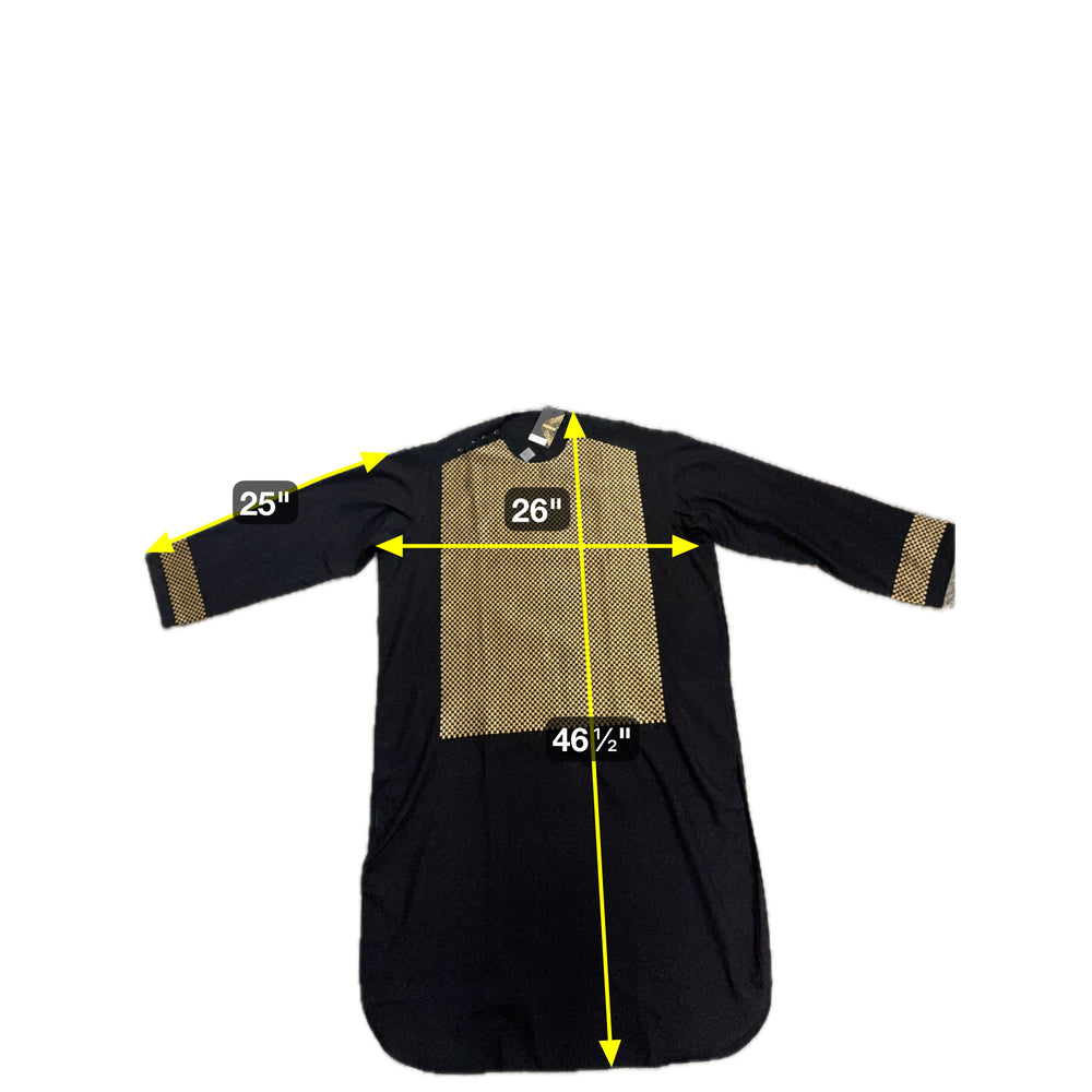 Men’s Beige Kameez with Black Embroidery