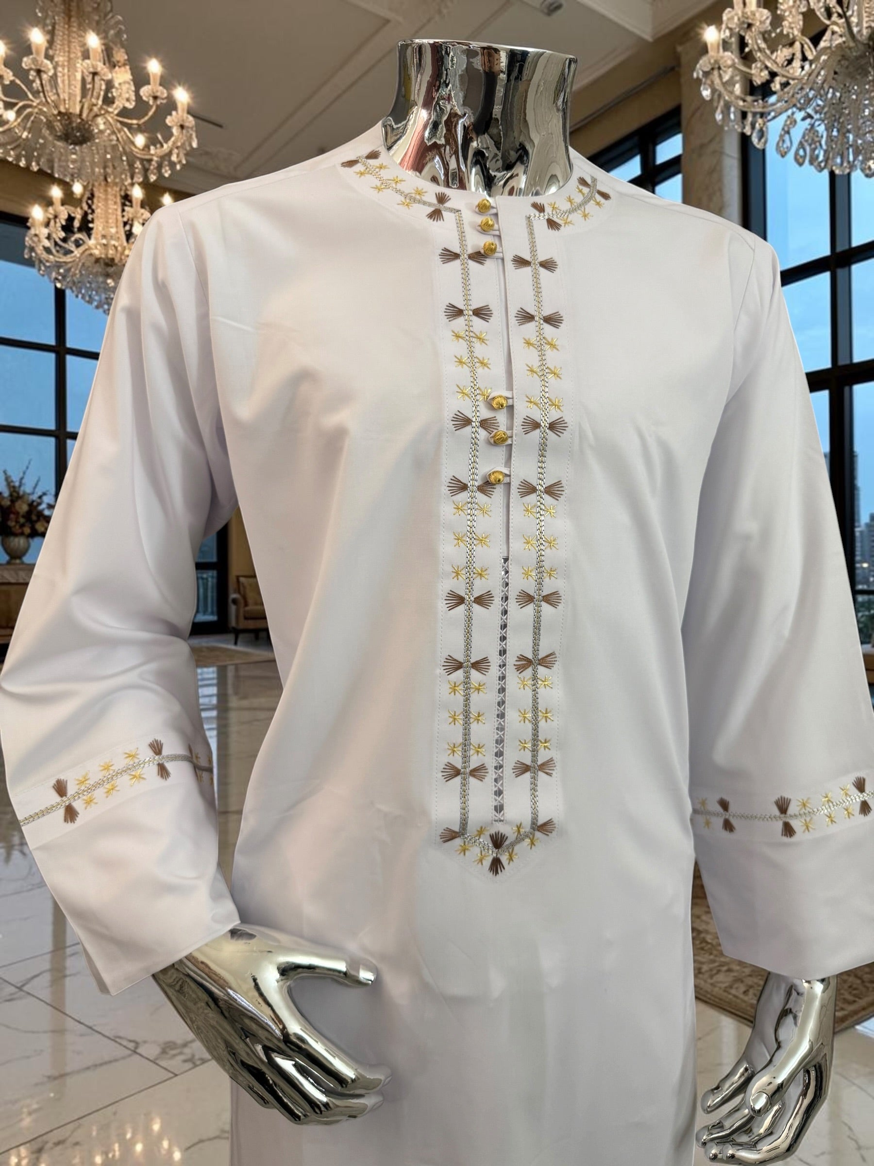 Large White Afghan Parahan Tunban Set – Hand & Machine Embroidery Yakhan Traditional Mens Outfit