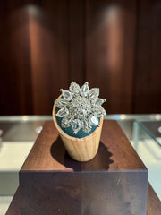 American Diamond Floral Statement Ring – Adjustable Pear-Cut Crystal Cocktail Ring, 7 Colors, Gift Box Included