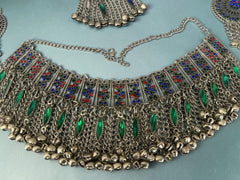 Traditional Afghan Jewelry Set for Women – 4-Piece Vintage Boho Necklace, Earrings & Maang Tikka | Tribal Kuchi Style Statement Jewelry 011 small defect