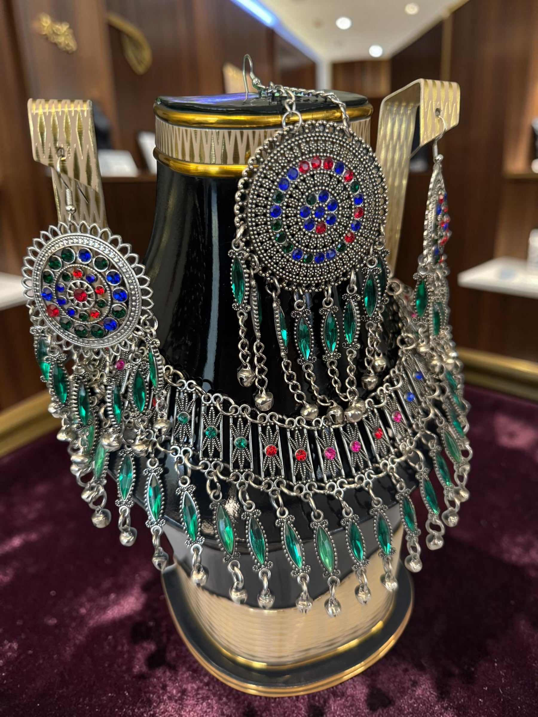 Afghan Jewelry for Women – Handmade Traditional Afghan Necklace & Earrings Set | Ethnic Bohemian Jewelry | Cultural Gift for Her