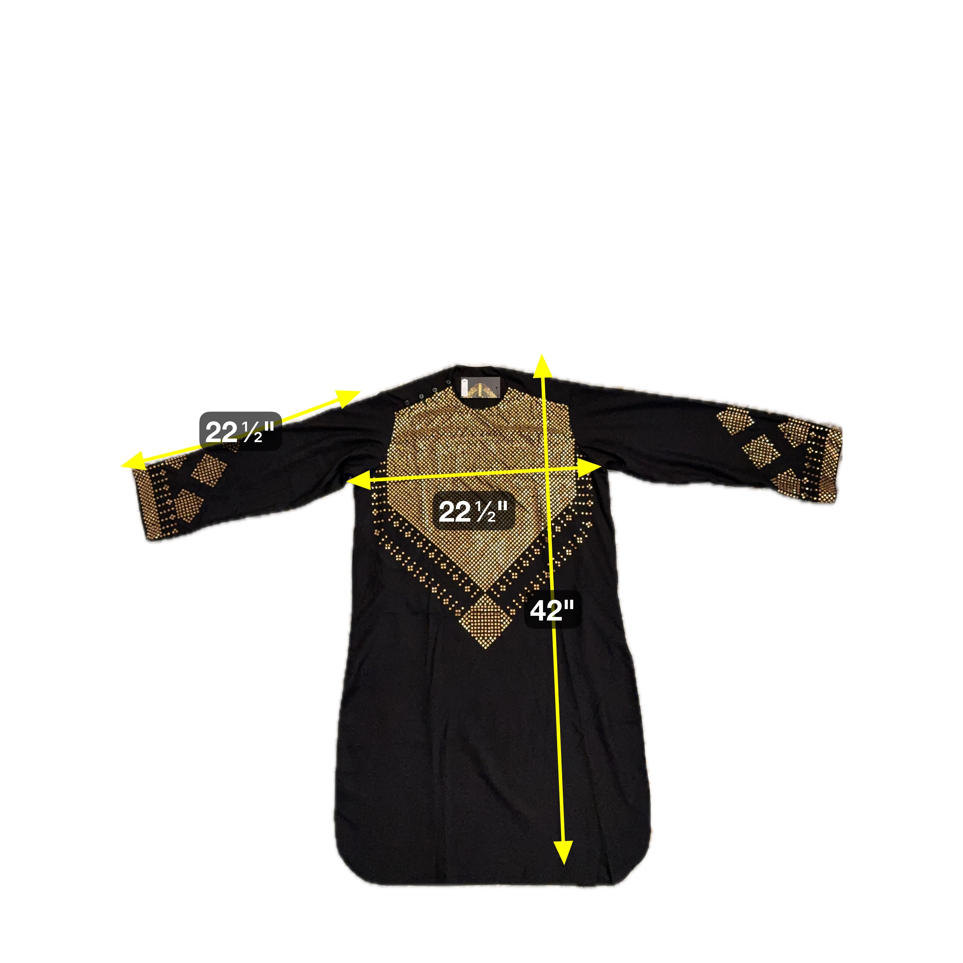 Men’s Black Afghan Traditional Kameez Shalwar with Geometric Mirror Embroidery – Formal Wear Afghan Small.  Minor Imperfection – Special Discount