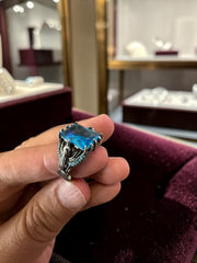 Turquoise Blue Turkish Eagle Ring – Vintage Ottoman Style Statement Ring