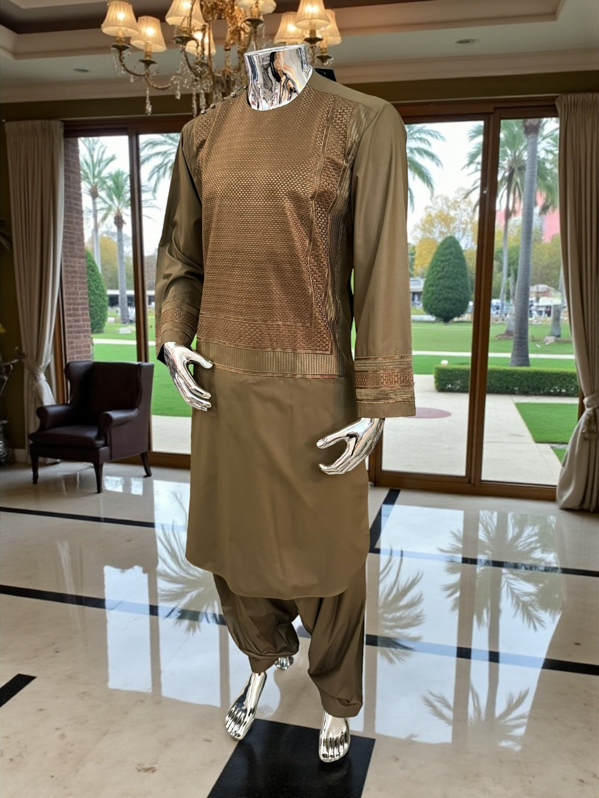 Medium Men’s Afghan Parahan Tunban – Premium Embroidered Wear