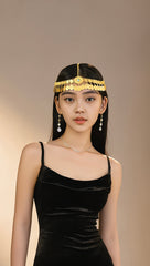 Gold-Tone Traditional Coin Headpiece for Women – Traditional Bridal Forehead Jewelry, Festival Head Chain 6099