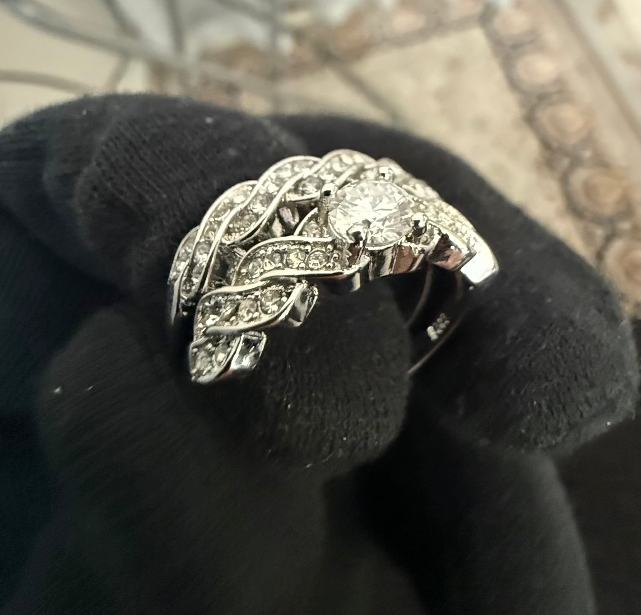 Size 8.5 Sterling Silver Moissanite Twisted Infinity Engagement Ring Set | Round Cut Bridal Wedding Ring. 6012