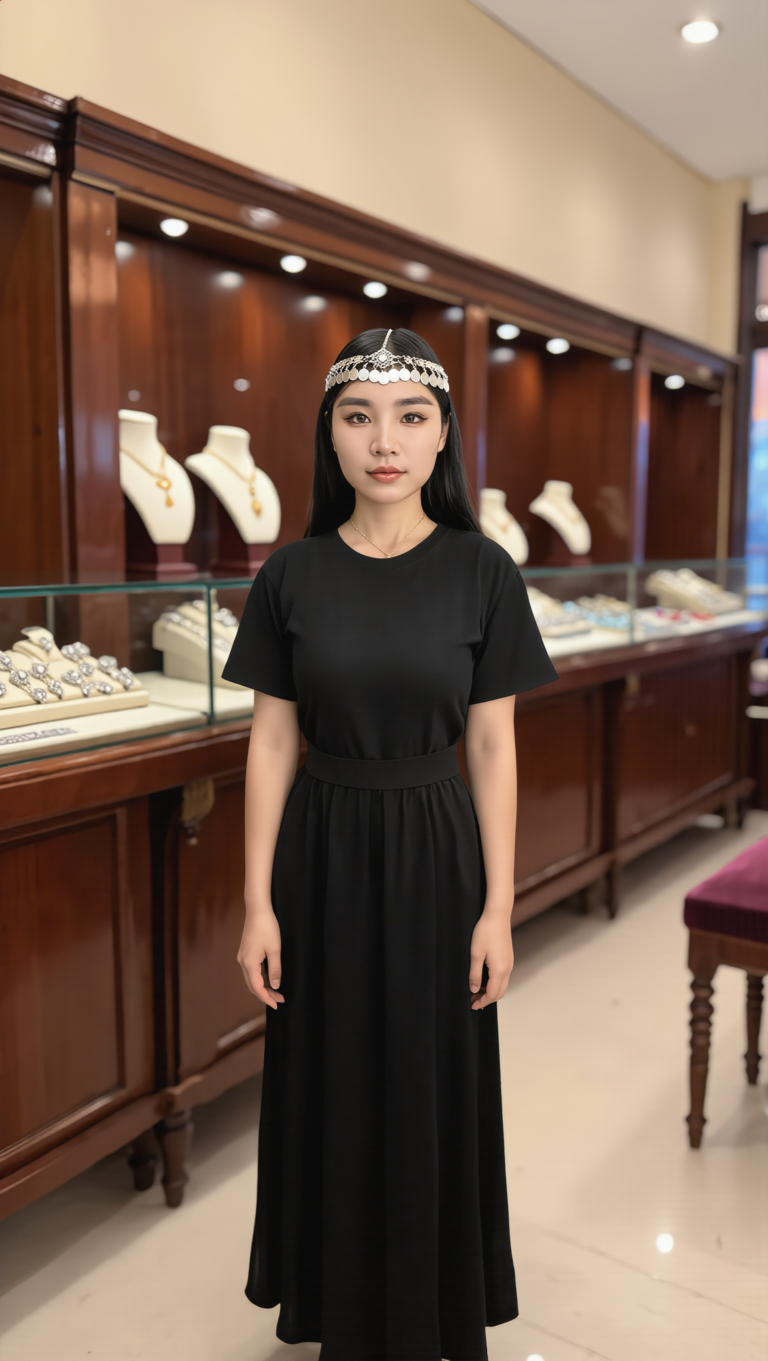 Silver-Tone Traditional Coin Headpiece for Women – Traditional Bridal Forehead Jewelry, Festival Head Chain 7001