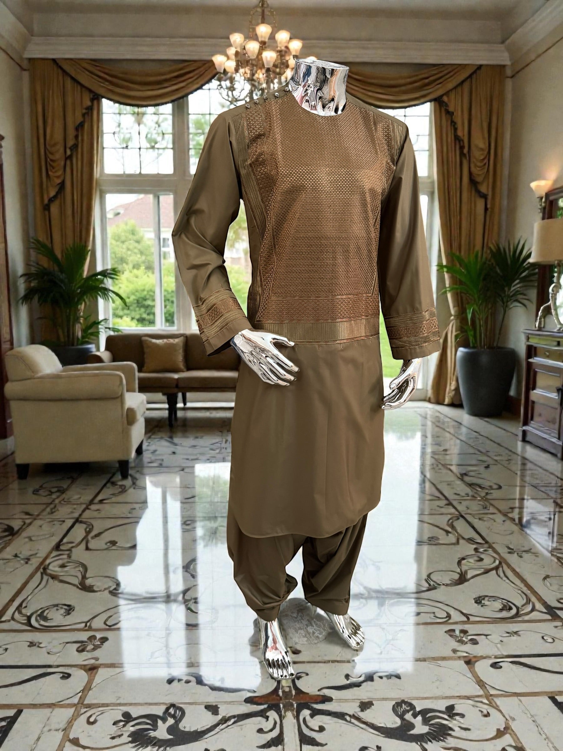Medium Men’s Afghan Parahan Tunban – Premium Embroidered Wear