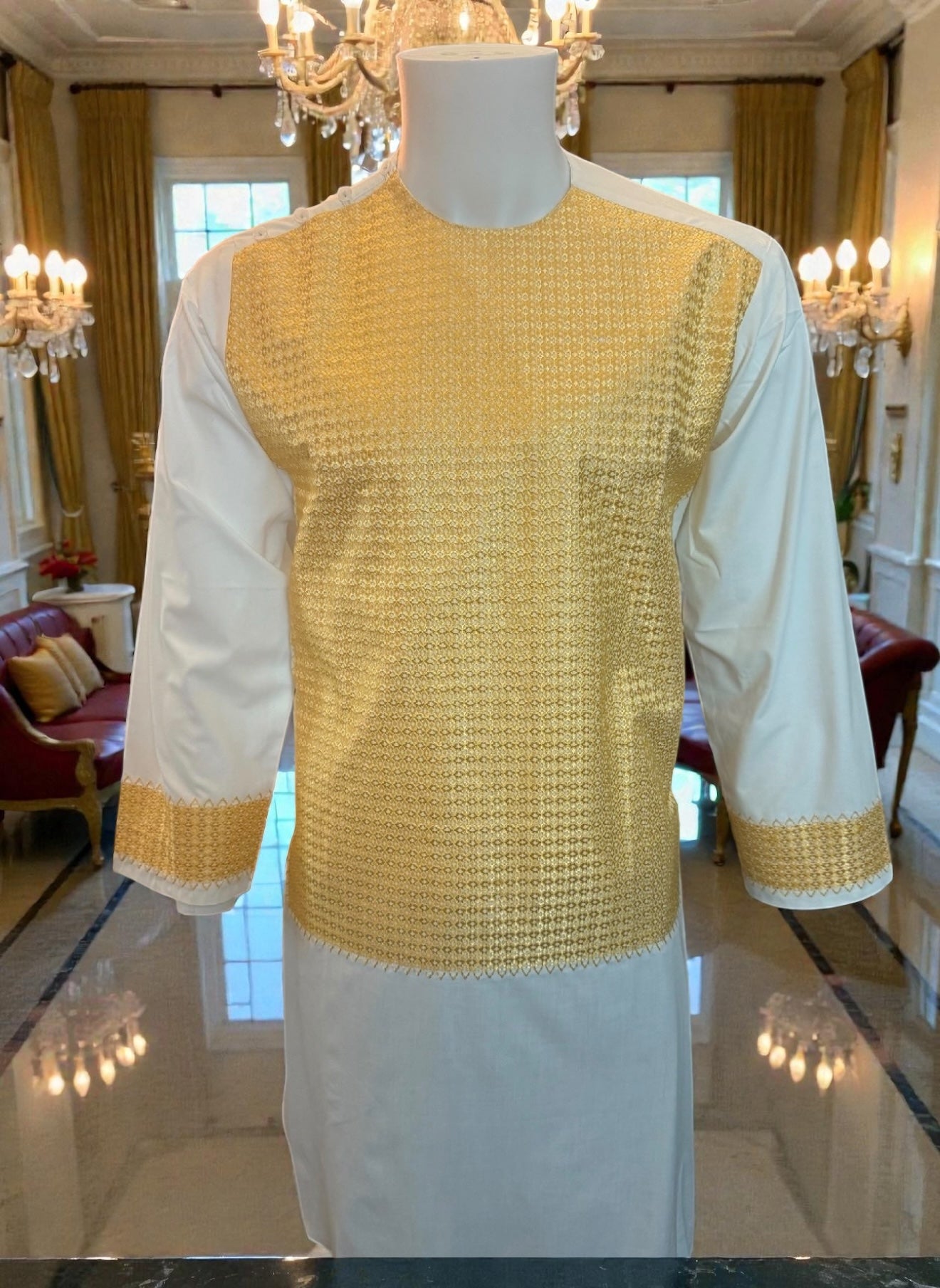Embroidered Afghan Traditional Parahan Tunban Kameese Shalwar for Men – Small
