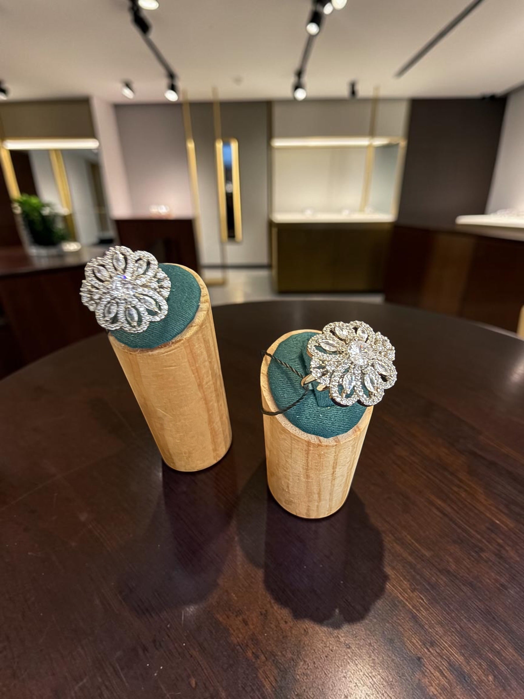 American Diamond Statement Ring – Floral Crystal Cocktail Ring, 6 Colors, Adjustable Size, Gift Box Included