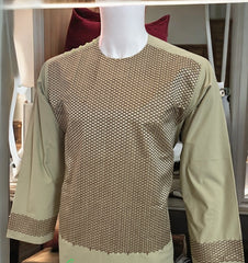 Small Men’s Light Green Parahan Tumban with Brown Embroidery – Afghan Traditional Outfit