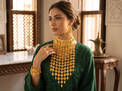 24K Gold-Plated Arab Middle Eastern Indian Pakistani Afghan Bridal Jewelry Set 038