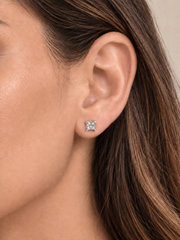 1 CT Princess-Cut Moissanite Stud Earrings – Gold or Silver, D Color VVS1