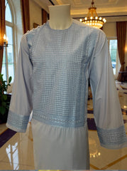 Large Afghan Parahan Tunban for Men – Light Blue Machine Embroidery