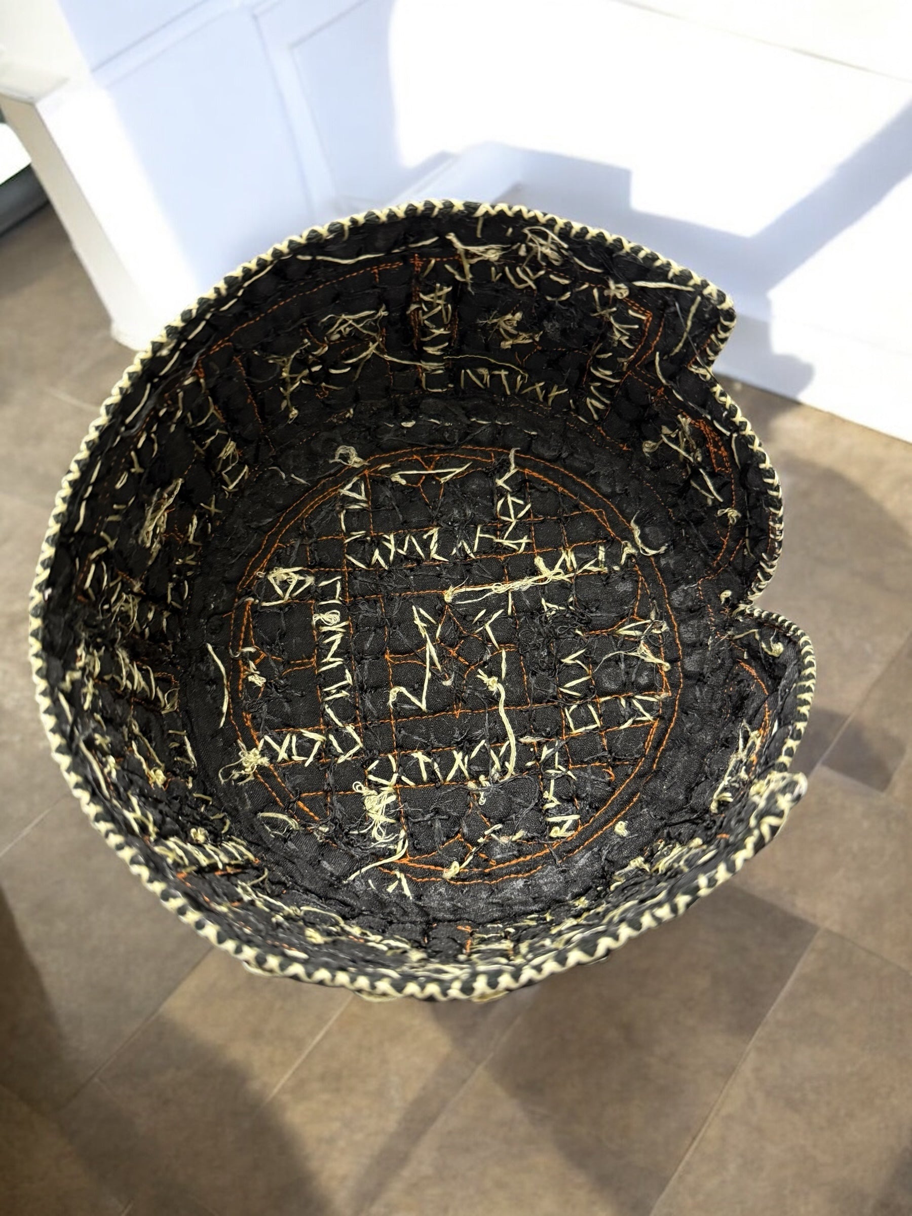 Black and Gold Baluchi Hat with Brown Accents – Hand Embroidered Traditional Afghan Men’s Cap with Mirror Work