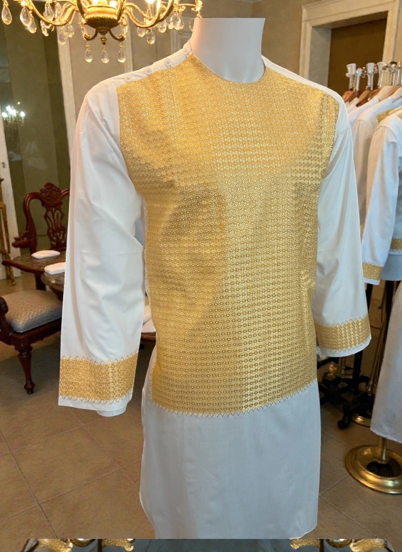 Embroidered Afghan Traditional Parahan Tunban Kameese Shalwar for Men – Small