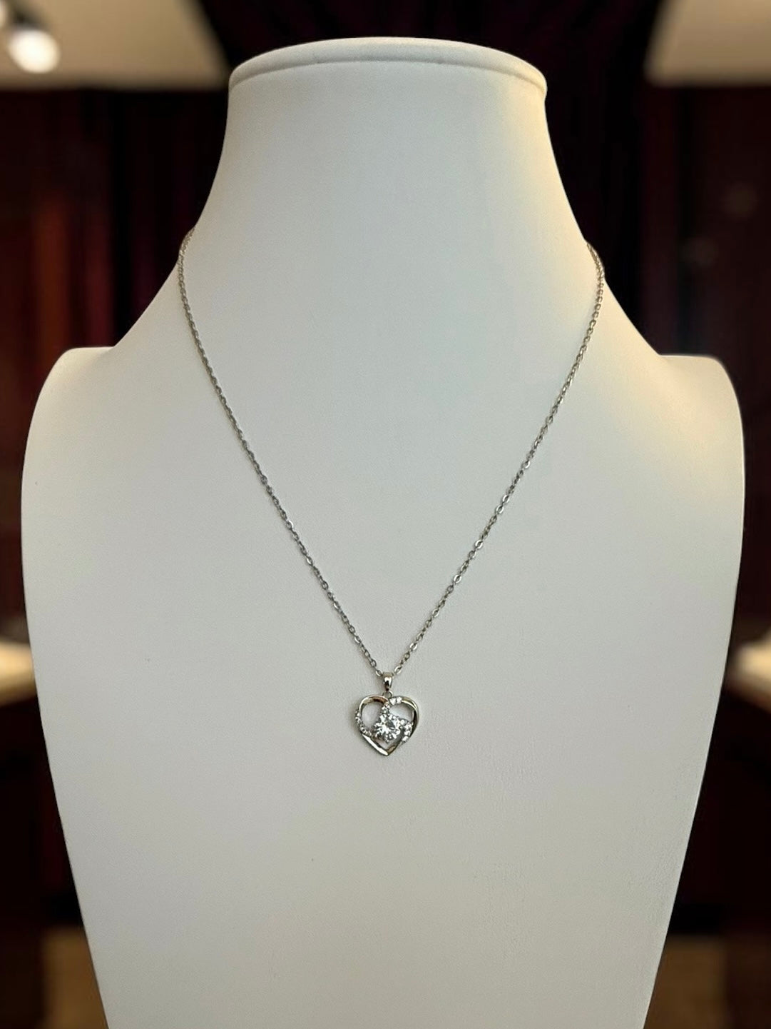Silver Plated Double Heart Pendant Necklace for Women – Sparkling Zircon Love Necklace