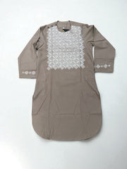 9 Years old Boys Taupe Parahan Tunban Afghan Machine Embroidered Outfit