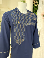 Small Afghan Parahan Tunban Hand Embroidered – Navy Blue (Last Piece)