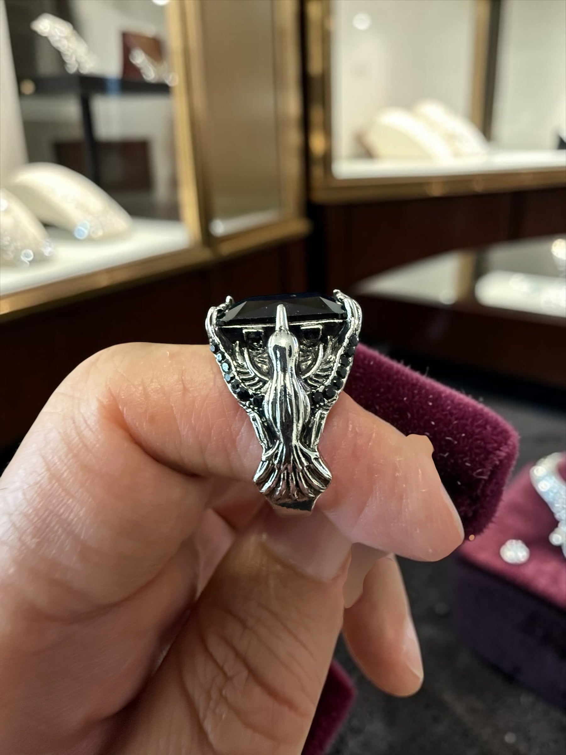 Midnight Black Turkish Eagle Ring – Vintage Ottoman Style Ring