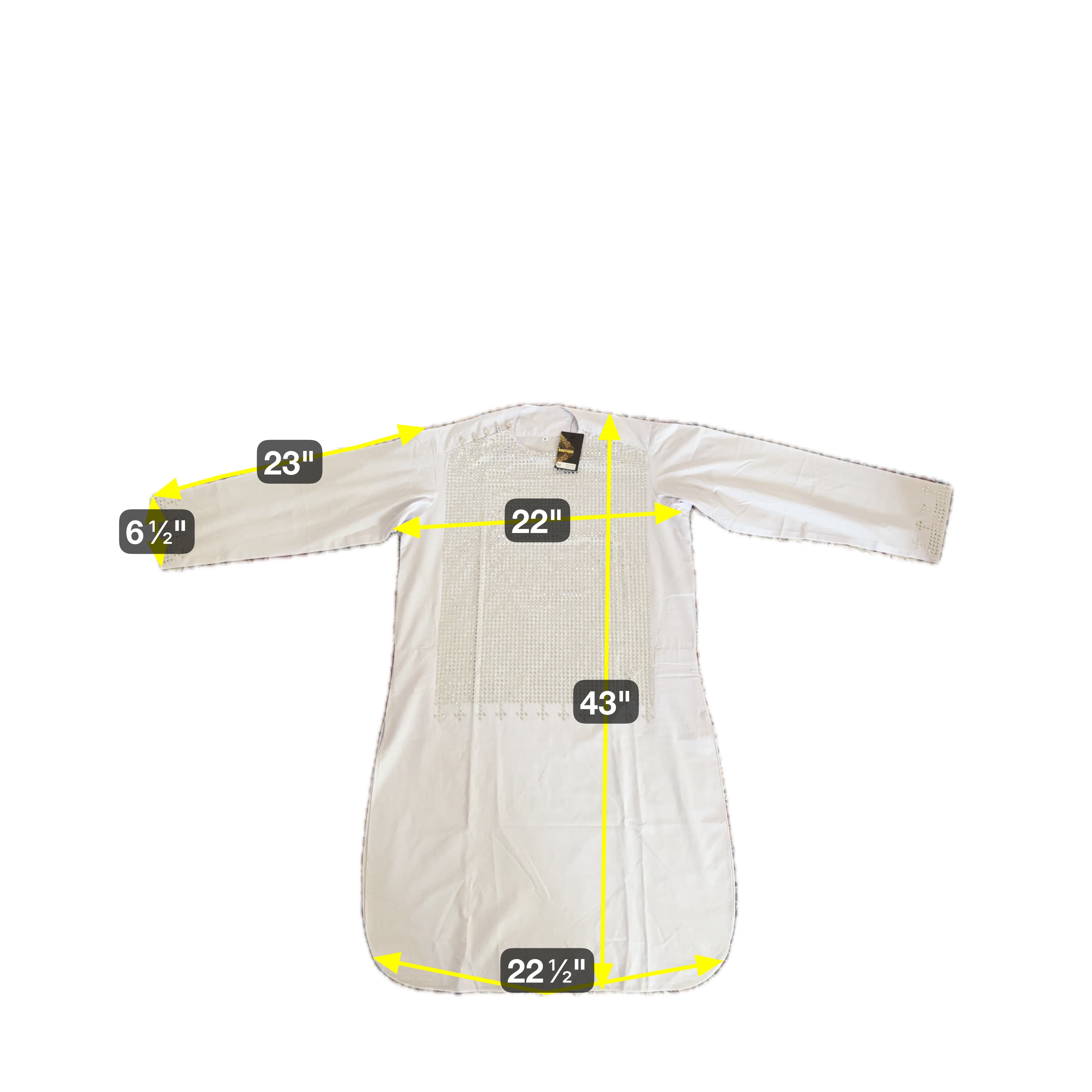 Small White 3 piece Kameez with Handmade Mirror Work Embroidery