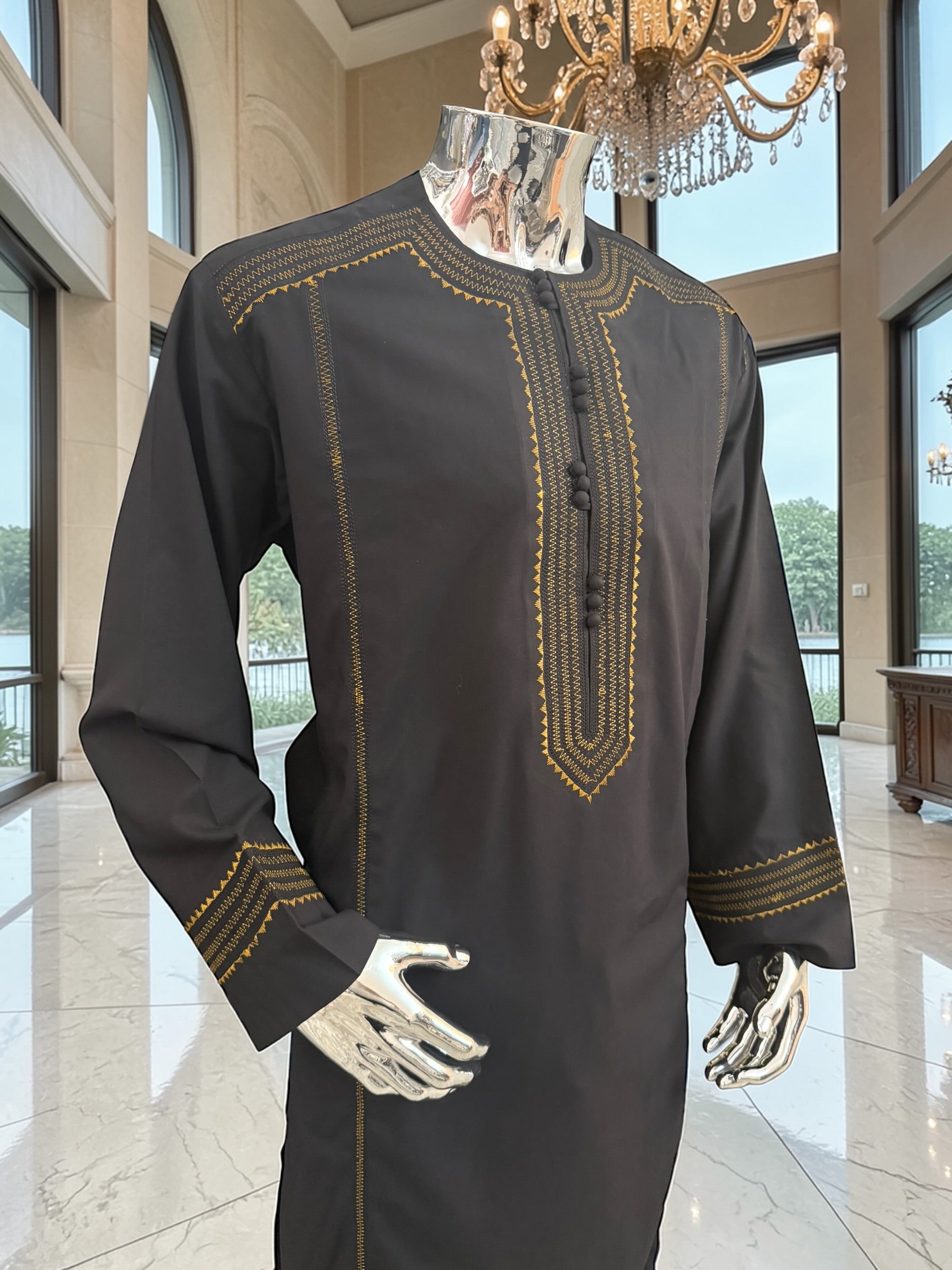 Large Afghan Parahan Tunban with Traditional Embroidery – Black