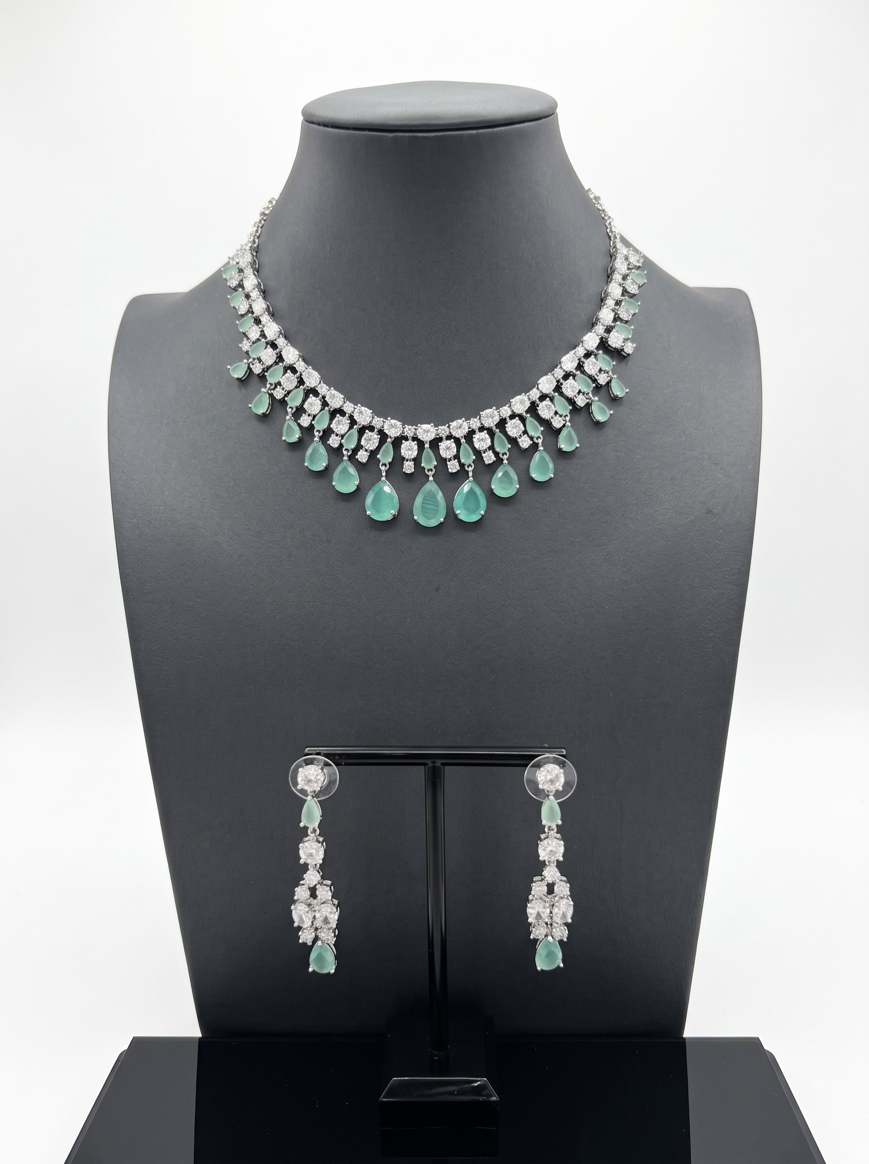 Elegant Teardrop Crystal Necklace & Earrings Set – 6 Colors