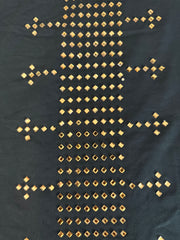 Black & Gold Chadder Shawl – Shesha Mirror Work & Geometric Detailing