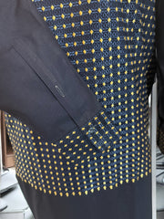 Navy Blue Afghan Parahan Tunban for Men with Machine Khamakdozi – X-Small