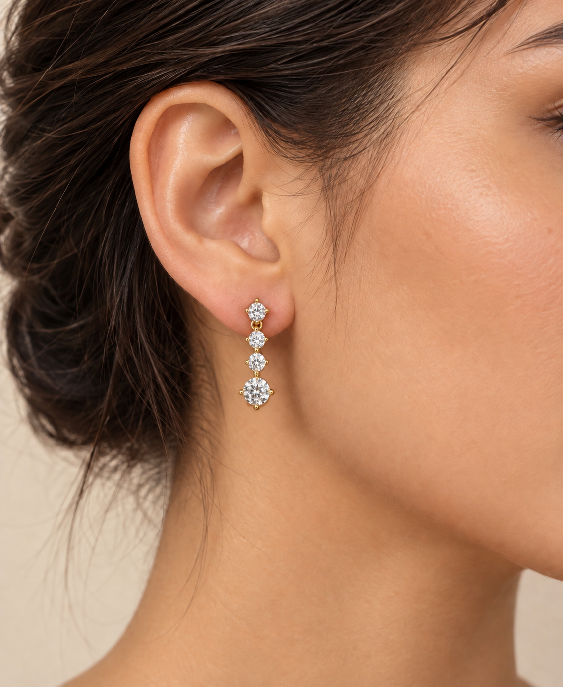 1 CT Certified Round Moissanite Four-Stone Drop Earrings – Gold or Silver, D Color VVS1