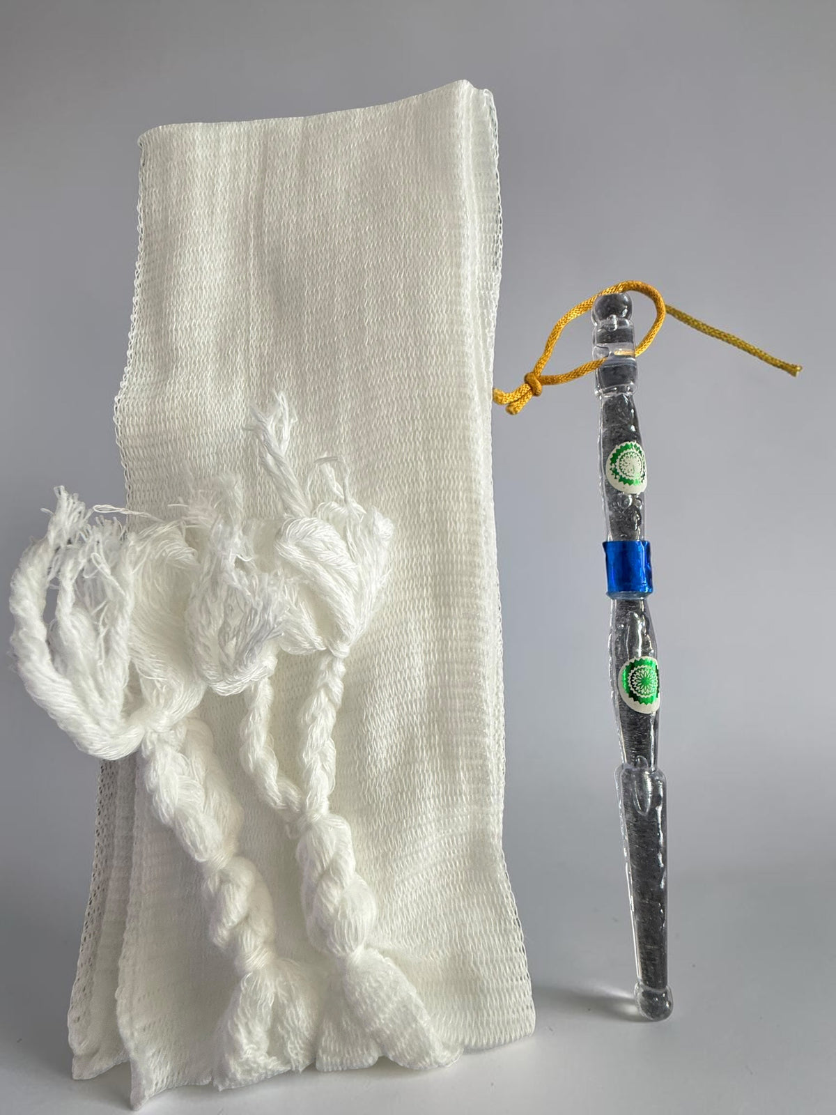 Traditional Afghan Izerband Threader with One White Izerband – Drawstring Puller Tool for Partug, Tunban & Shalwar – Reusable Waistband Threading Tool