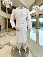 Men’s White Embroidered Afghan Parahan Tunban Set | Small–X-Large