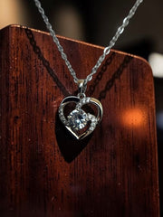 Silver Plated Double Heart Pendant Necklace for Women – Sparkling Zircon Love Necklace
