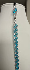 Aqua Blue Crystal Butterfly Bracelet – Silver Tone Sparkling Statement Jewelry 7082