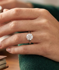 1 Carat Round Cut Moissanite Solitaire Ring – Adjustable Silver Tone Ring with GRA Certificate & Jewelry Box 7061