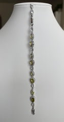 Yellow Pear Cut Crystal Halo Bracelet – Silver Tone Elegant Statement Jewelry 7099