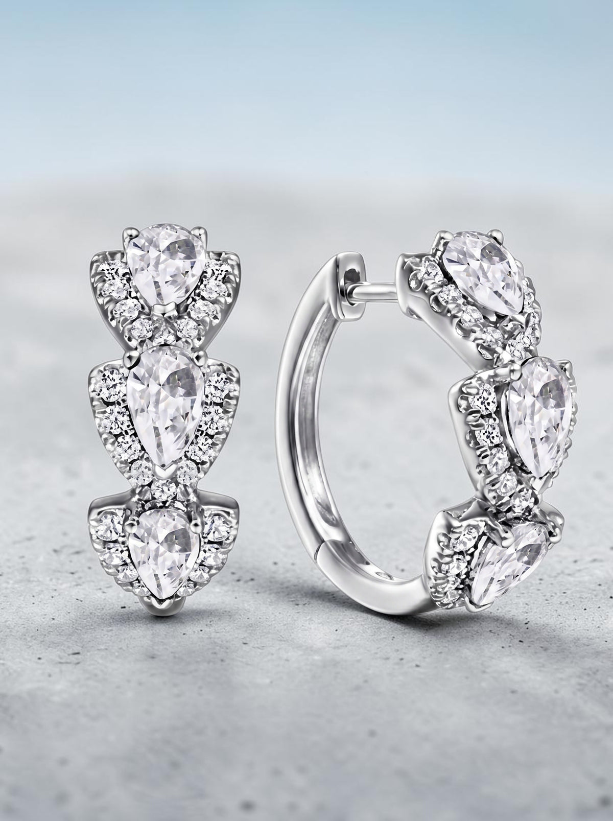 Emerald Earrings – Pear Cut Zircon Hoop Earrings for Women | Gold & Silver Plated Bridal Hoops