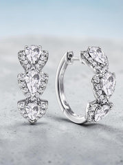 Emerald Earrings – Pear Cut Zircon Hoop Earrings for Women | Gold & Silver Plated Bridal Hoops