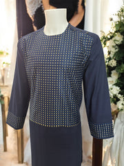 Afghan Parahan Tunban for Men Machine Embroidered Navy Gold Traditional Wear Medium