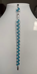 Aqua Blue Crystal Butterfly Bracelet – Silver Tone Sparkling Statement Jewelry 7082