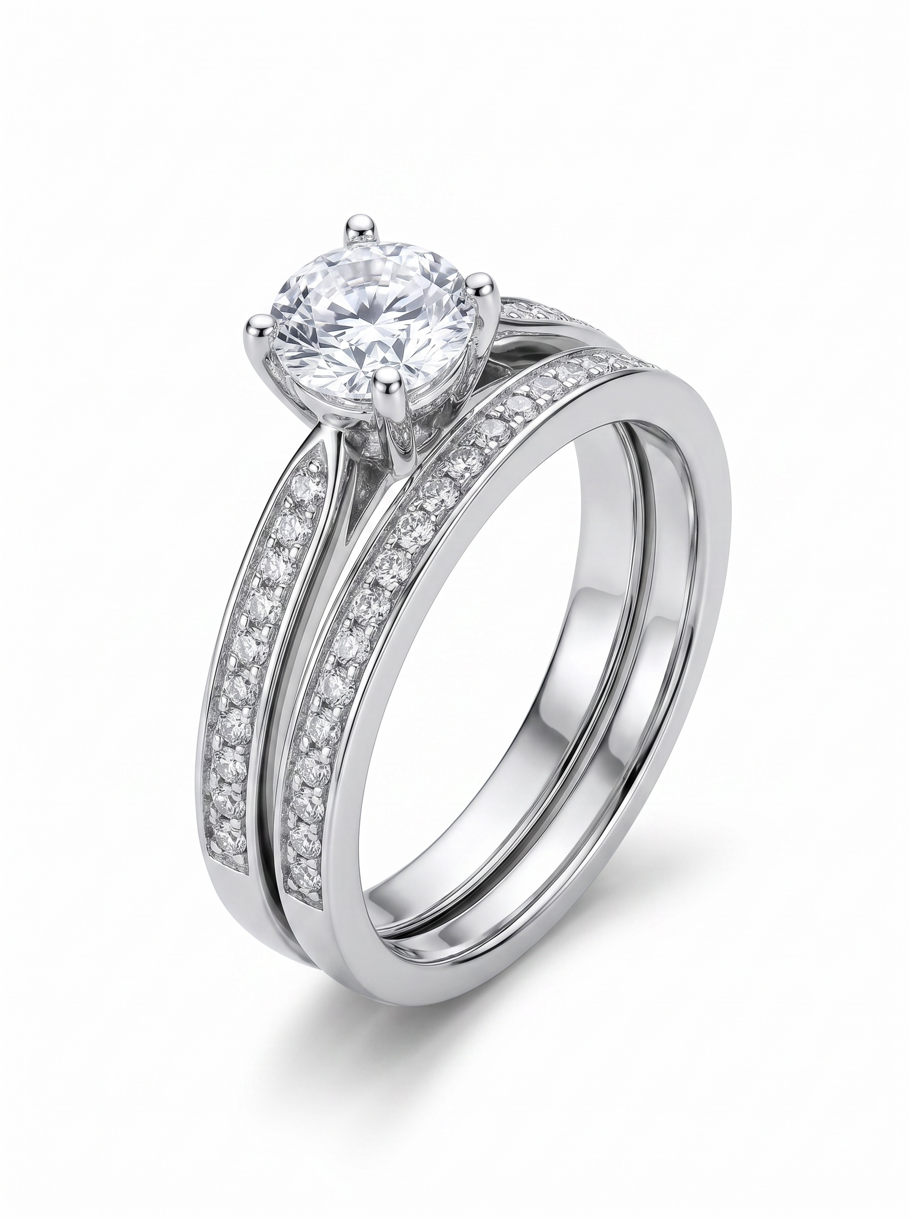 925 Sterling Silver Vintage Halo Wedding Ring Set for Women – Round Cut Cubic Zirconia Engagement Ring & Matching Wedding Band – Bridal Promise Ring Set