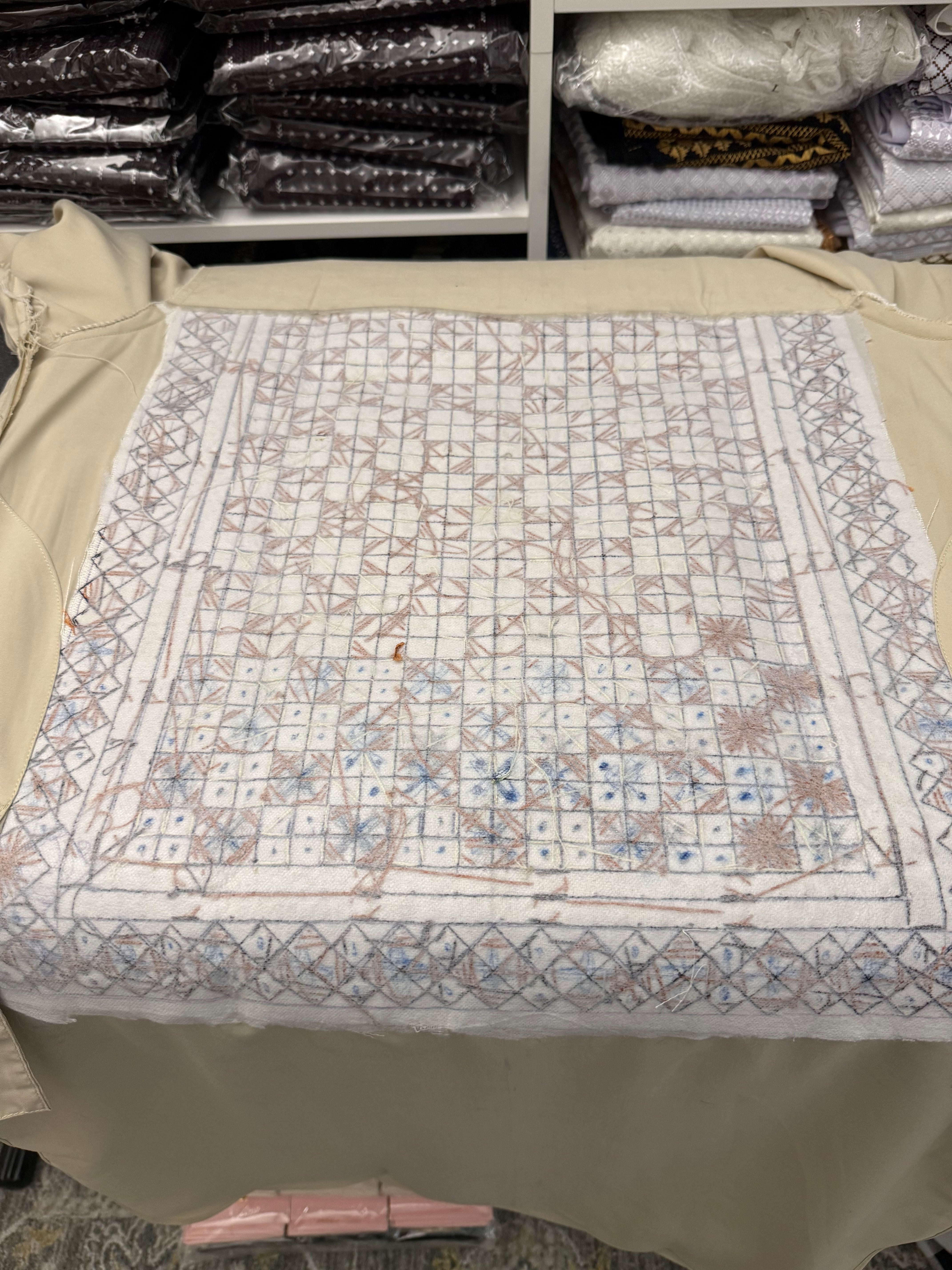 Men’s Cream Hand-Embroidered Afghan Parahan Tunban with Shawl – 3-Piece Set 5023