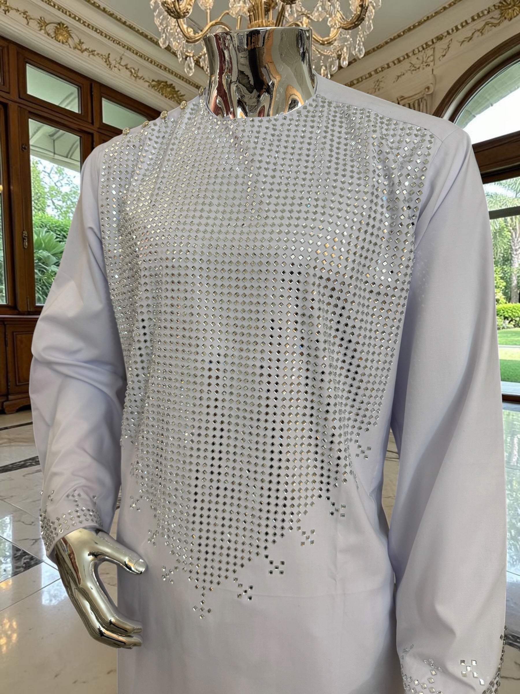 Medium White Shesha Afghan Parahan Tunban Groom Wear