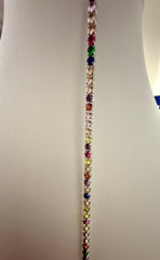 Multicolor Rainbow Crystal Tennis Bracelet for Women – Silver Tone with Jewelry Gift Box 7073